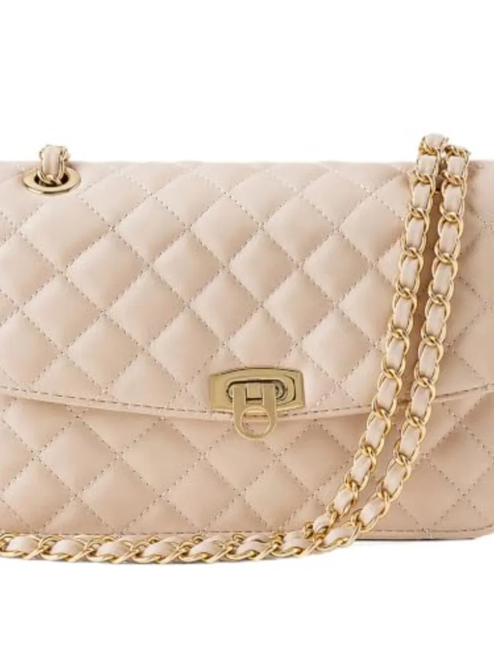 Quilted Crossbody Bag Small Clutch Shoulder Purse with Gold Chain Straps